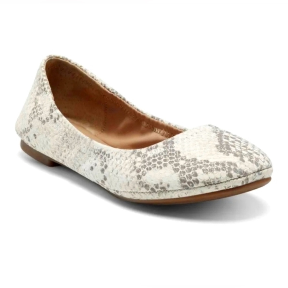 Lucky Brand Women's Emmie Tan Cream Snake Print Ballet Flats Size 11